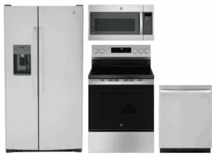 GE RERADWMW104204 GE Profile 4 Piece Kitchen Appliances Package with Side-by-Side Refrigerator