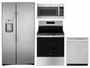 GE RERADWMW104187 4 Piece Kitchen Appliances Package with Side-by-Side Refrigerator