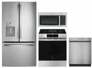 GE RERADWMW103925  4 Piece Kitchen Appliances Package with French Door Refrigerator