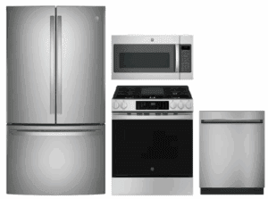 GE GERERADWMW104155 4 Piece Kitchen Appliances Package with French Door Refrigerator