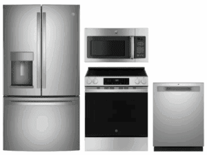 GE GERERAMWDW11256 4 Piece Kitchen Appliances Package with French Door Refrigerator