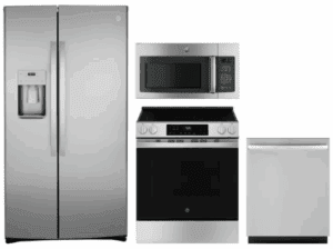 GE GERERADWMW104145 4 Piece Kitchen Appliances Package with Side-by-Side Refrigerator
