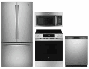 GE GERERADWMW104091 4 Piece Kitchen Appliances Package with French Door Refrigerator