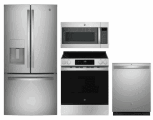 GE GERERADWMW104106 4 Piece Kitchen Appliances Package with French Door Refrigerator
