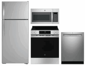 4 Piece Kitchen Appliances Package with Top Freezer Refrigerator