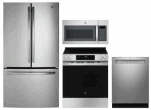 GE GERERADWMW104100 4 Piece Kitchen Appliances Package with French Door Refrigerator