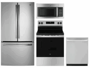 GE GERERADWMW104113 4 Piece Kitchen Appliances Package with French Door Refrigerator