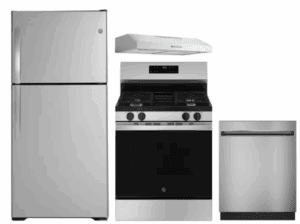 GE GERERARHDW4  4 Piece Kitchen Appliances Package with Top Freezer Refrigerator
