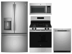 GE GERERAMWDW11249 4 Piece Kitchen Appliances Package with French Door Refrigerator