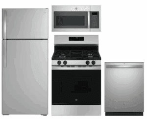 GE GERERAMWDW11248  4 Piece Kitchen Appliances Package with Top Freezer Refrigerator