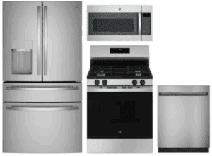 GE RERADWMW104084  4 Piece Kitchen Appliances Package with French Door Refrigerator