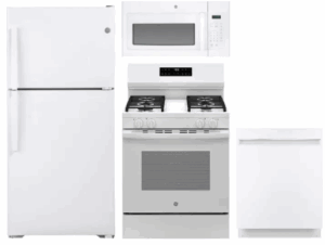 GE GERERADWMW104083  4 Piece Kitchen Appliances Package with Top Freezer Refrigerator