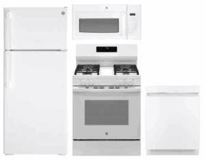 GE GERERADWMW104071  4 Piece Kitchen Appliances Package with Top Freezer Refrigerator