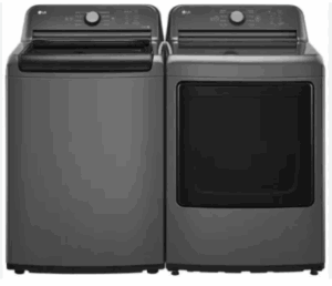 LG LGWADRGCM6105 Side-by-Side Top Load Washer and Gas Dryer Set in Grey