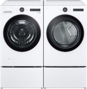 LG LGWADRGW65002 Side-by-Side Front Load Washer and Gas Dryer Set in White