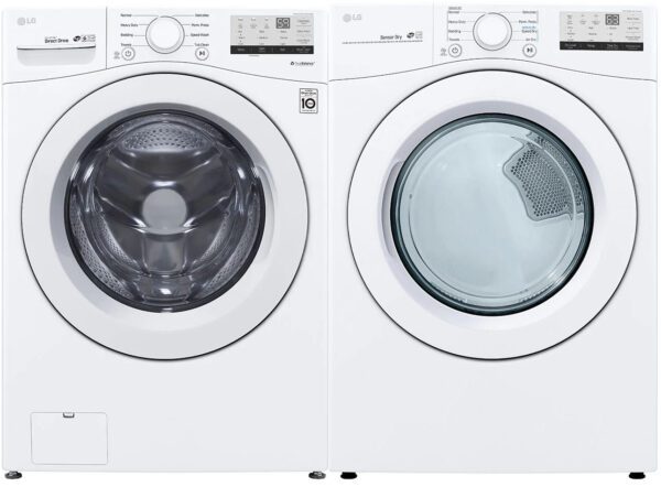 LG LGWADRGW03 Side-by-Side Front Load Washer and Gas Dryer Set in White