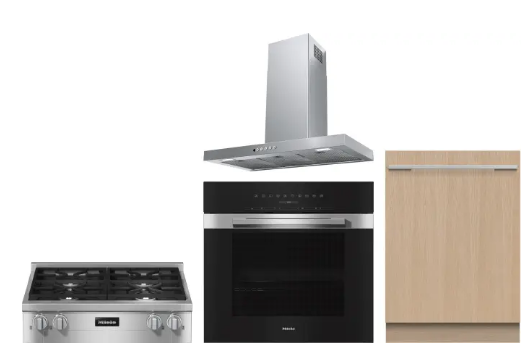 MIWOCTDWRH7 Included Brands: Miele, Fisher & Paykel, Faber 4 Piece Kitchen Appliances Package with Dishwasher in Stainless Steel