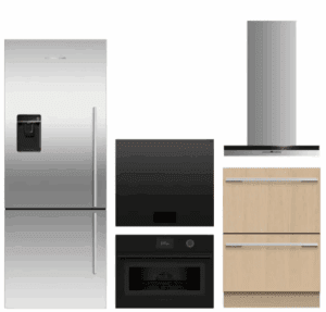 FPWORHCTDWRE2  5 Piece Kitchen Appliances Package with Dishwasher and Bottom Freezer Refrigerator in Black