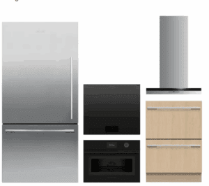 FPWORHCTDWRE1  5 Piece Kitchen Appliances Package with Dishwasher and Bottom Freezer Refrigerator in Black
