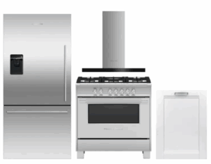 FPRERARHDW12  4 Piece Kitchen Appliances Package with Bottom Freezer Refrigerator, Gas Range and Dishwasher in Stainless Steel