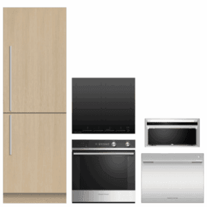 FISHER02202510  5 Piece Kitchen Appliances Package with Bottom Freezer Refrigerator and Dishwasher in Panel Ready