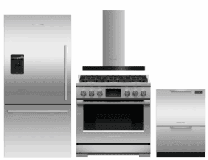 FPRERARHDW11 4 Piece Kitchen Appliances Package with Bottom Freezer Refrigerator, Dual Fuel Range and Dishwasher in Stainless Steel