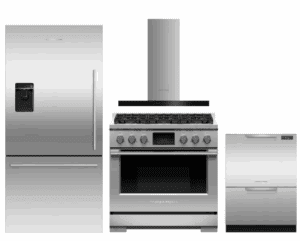 FPRERARHDW11 4 Piece Kitchen Appliances Package with Bottom Freezer Refrigerator, Dual Fuel Range and Dishwasher in Stainless Steel