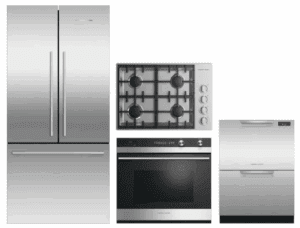 FPRECTWODW258  4 Piece Kitchen Appliances Package with French Door Refrigerator and Dishwasher in Stainless Steel