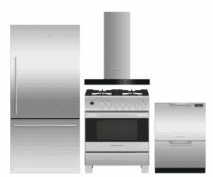 FPRERADWRH6666  4 Piece Kitchen Appliances Package with Bottom Freezer Refrigerator, Dual Fuel Range and Dishwasher in Stainless Steel