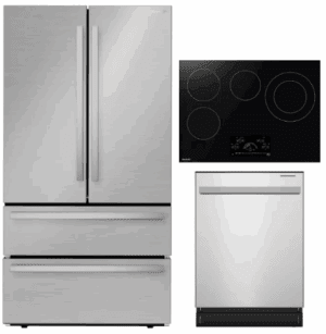 SHRERADWMW609  3 Piece Kitchen Appliances Package with French Door Refrigerator