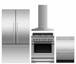 FPRERADWRH6579  4 Piece Kitchen Appliances Package with French Door Refrigerator, Gas Range and Dishwasher in Stainless Steel
