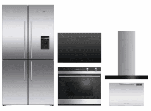 FPRECTWORHDW1  5 Piece Kitchen Appliances Package with French Door Refrigerator and Dishwasher in Stainless Steel