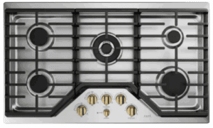 CGP95362MS1HRDWR6 Gas Cooktop with 20K BTU Triple Ring Burner in Stainless Steel and Brushed Brass Knobs