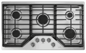 CGP70362NS1HRDWR1 30 Inch Natural Gas Cooktop with 5 Sealed Cooktop Burners, Dishwasher Safe Continuous Grates, 18,000 BTU Center Burner, LED Backlit Heavy-Duty Knobs, and ADA Compliant: Stainless; Brushed Black
