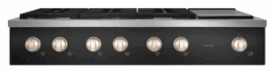 CGU486P3TD1HRDWR3 Commercial-Style Gas Rangetop with 6 Burners in Matte Black and Brushed Brass Knobs
