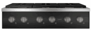 CGU366P3TD1HRDWR6 Commercial-Style Gas Rangetop with 6 Burners in Matte Black and Brushed Black Knobs
