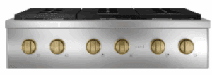 CGU366P2TS1HRDWR4 Commercial-Style Gas Rangetop with 6 Burners in Stainless Steel and Brushed Brass Knobs
